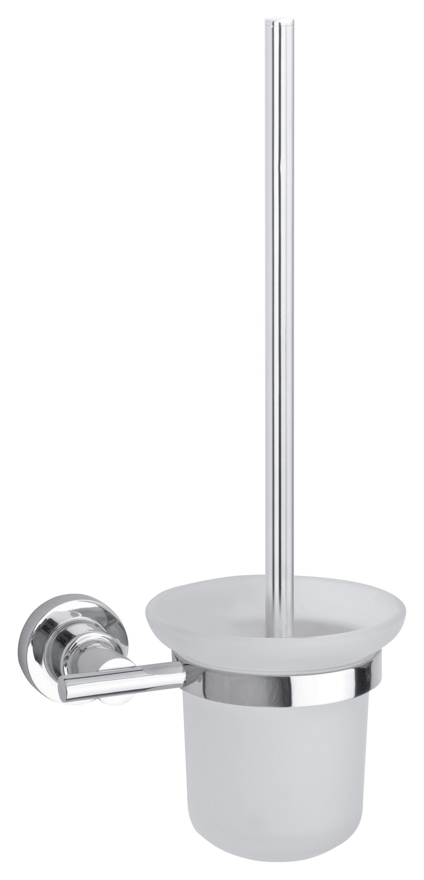 tesa WC-Reinigungsbürste 1x tesa luup WC-Bürstengarnitur, Badezimmer, Gäste-WC, Wandmontage, (Komplett-Set, 2-tlg), chrom-weiß 12 cm : 16 cm : 38,5 cm