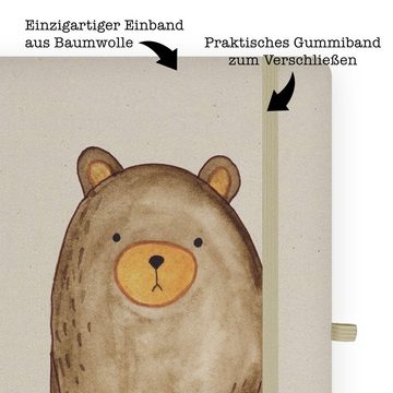 Mr. & Mrs. Panda Notizbuch Bär sitzend - Transparent - Geschenk, Teddy, Kladde, Tagebuch, Adress Mr. & Mrs. Panda, Personalisierbar