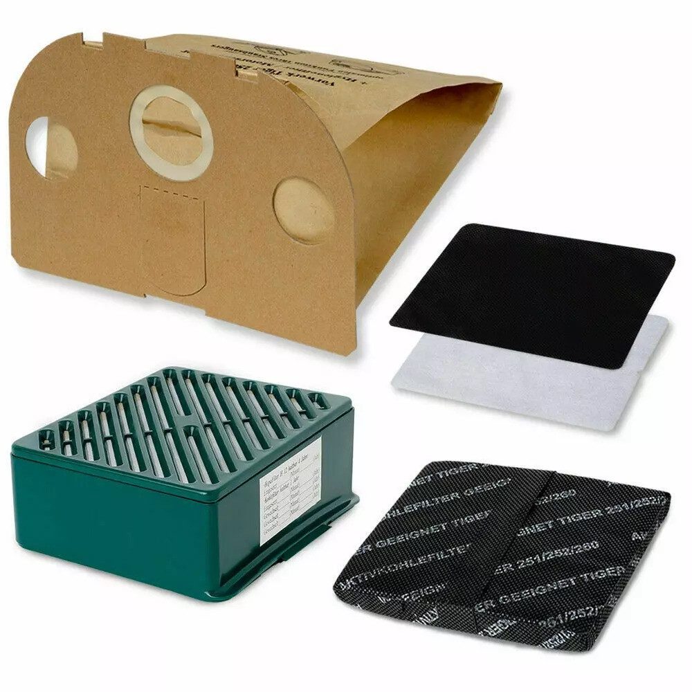 PRIMEBAG Staubsaugerbeutel 1 Aktivfilter 1 HEPA-Filter geeignet für Vorwerk Tiger VT 251 VT 252
