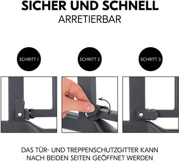 Hauck Türschutzgitter Clear Step Autoclose 2 Set inklusive Verlängerung 9 cm, Dark Grey, auch als Treppenschutzgitter verwendbar