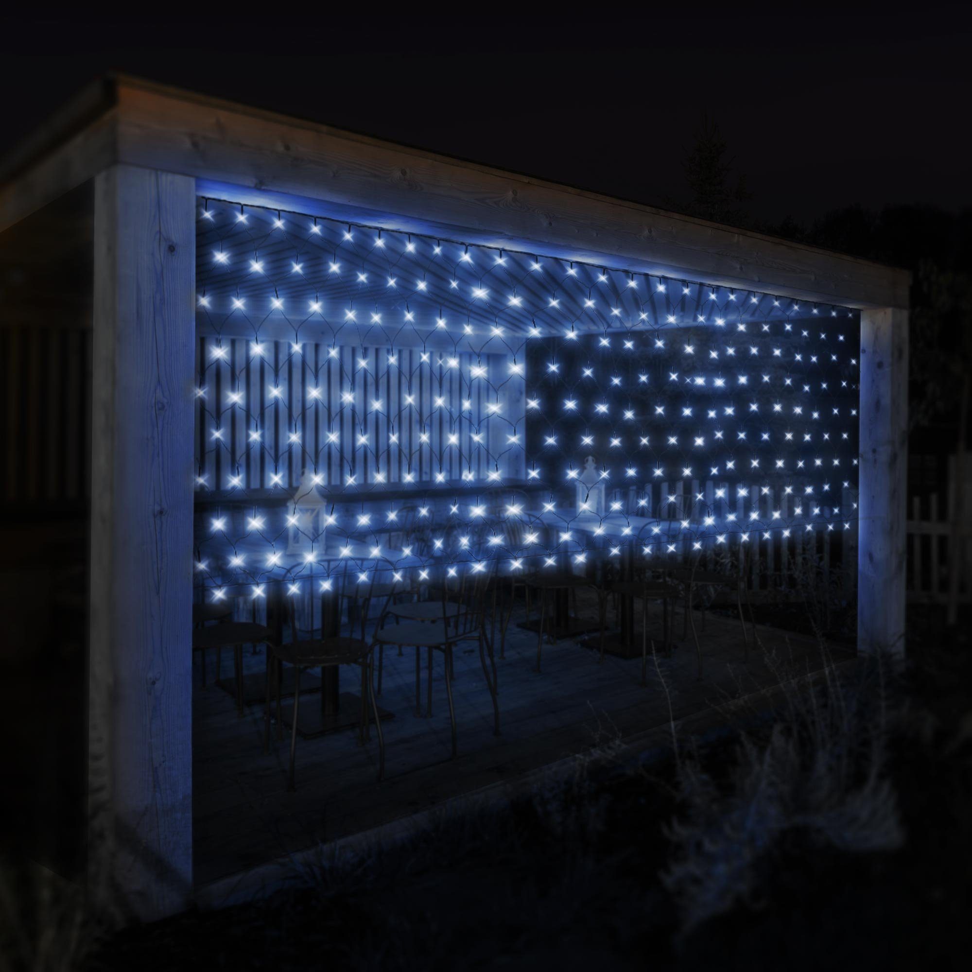 ECD Germany LED-Lichternetz LED 2m LED 160 Lichtervorhang kaltweiß