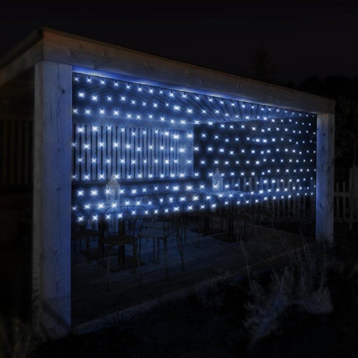 ECD Germany LED-Lichternetz LED Lichtervorhang 2m kaltweiß 160 LED
