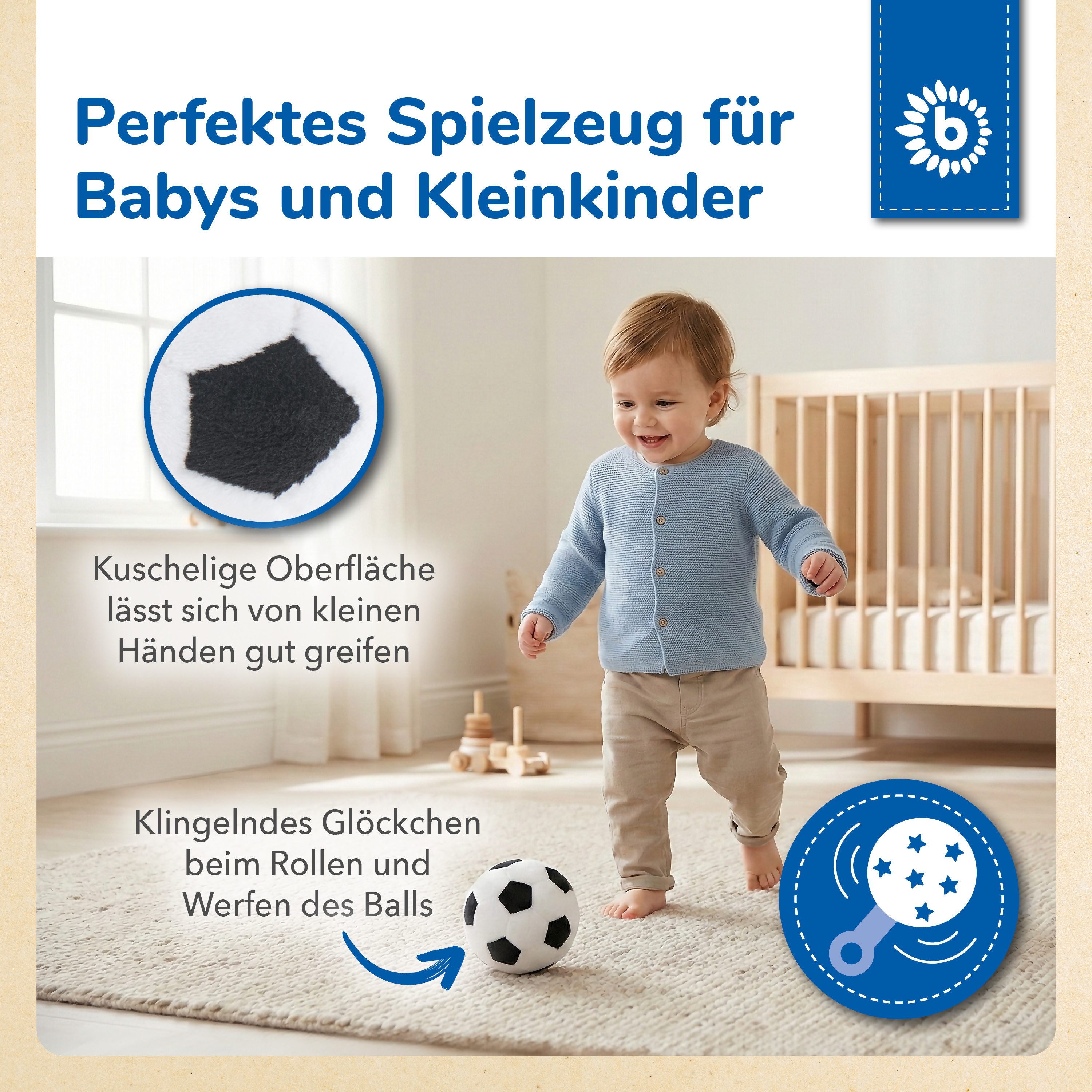 BIECO Greifspielzeug Bieco Softball Fußball mit Rassel, Ø 10 cm