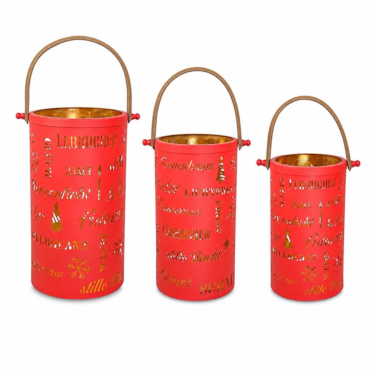 RIFFELMACHER & WEINBERGER Christbaumschmuck Laternen-Set mit weihnachtlichen Schriftzügen, Ro
