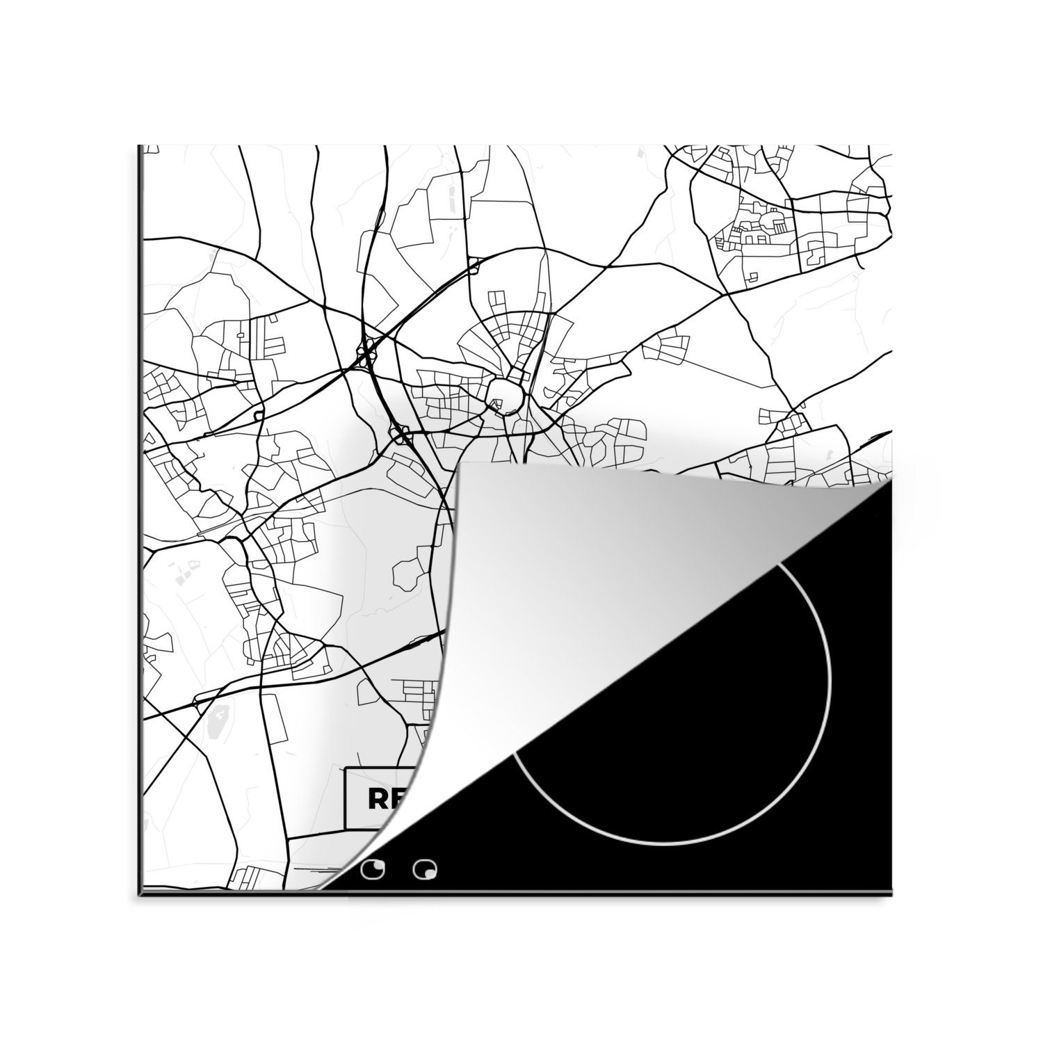 MuchoWow Herdblende-/Abdeckplatte Recklinghausen - Karte - Stadtplan, Vinyl, (1 tlg), 78x78 cm, Ceranfeldabdeckung, Arbeitsplatte für küche