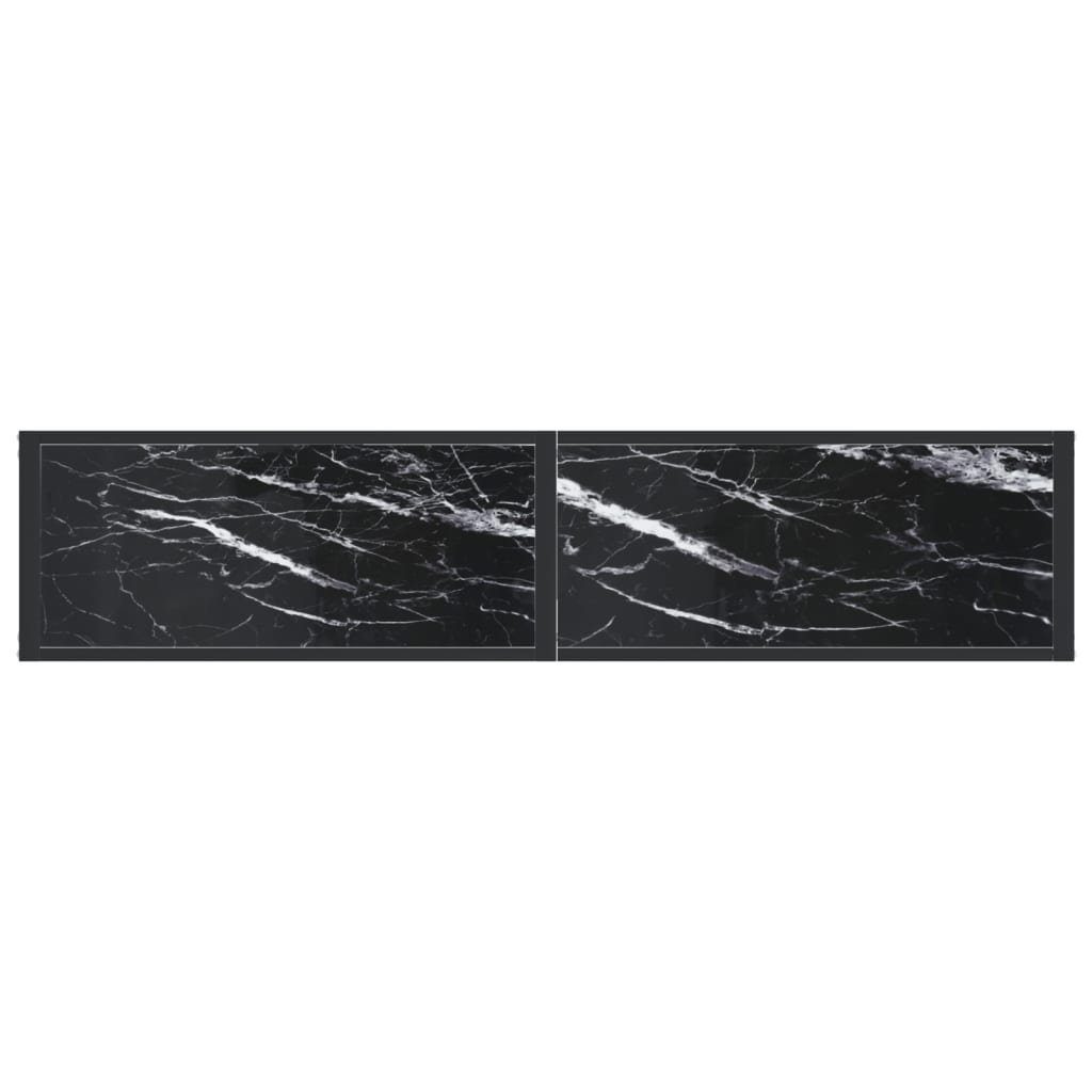 furnicato (1-St) cm Beistelltisch 160x35x75,5 Hartglas Schwarz Marmor-Optik Konsolentisch