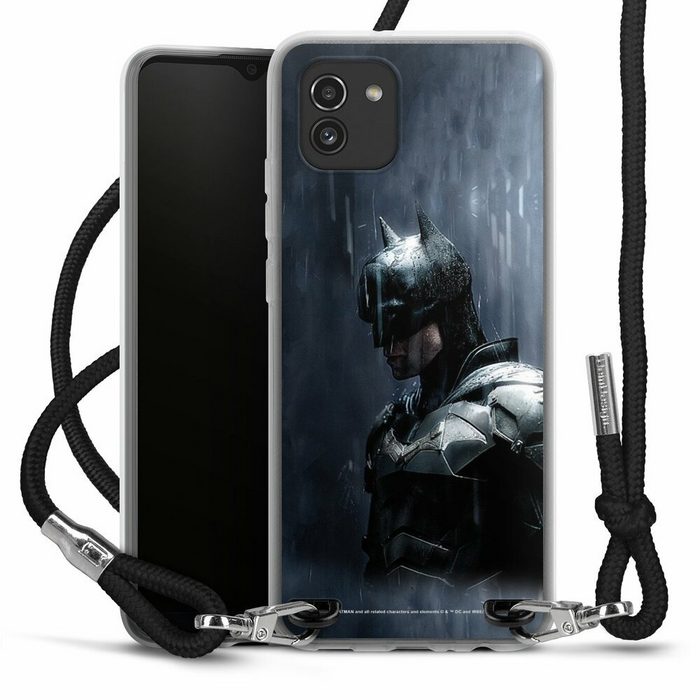 DeinDesign Handyhülle Batman Superheld Fledermaus Batman Grey Samsung Galaxy A03 Handykette Hülle mit Band Case zum Umhängen