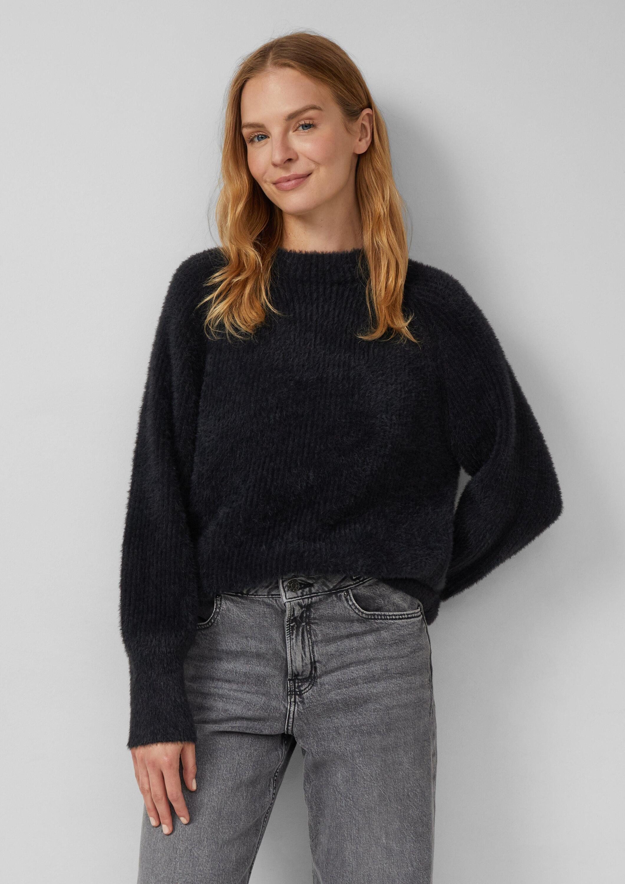 s.Oliver Longpullover Strickpullover Flauschiger Pullover mit Stehkragen günstig online kaufen