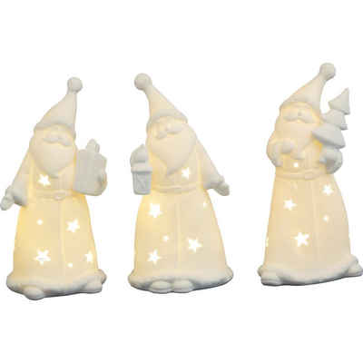 HGD Holz-Glas-Design Weihnachtsfigur LED Weihnachtsmann 1 Stück Porzellan Matt-Weiß (Stück, 1 St., 1 Leuchtweihnachtsmann), Weihnachtsdeko Leuchtdeko