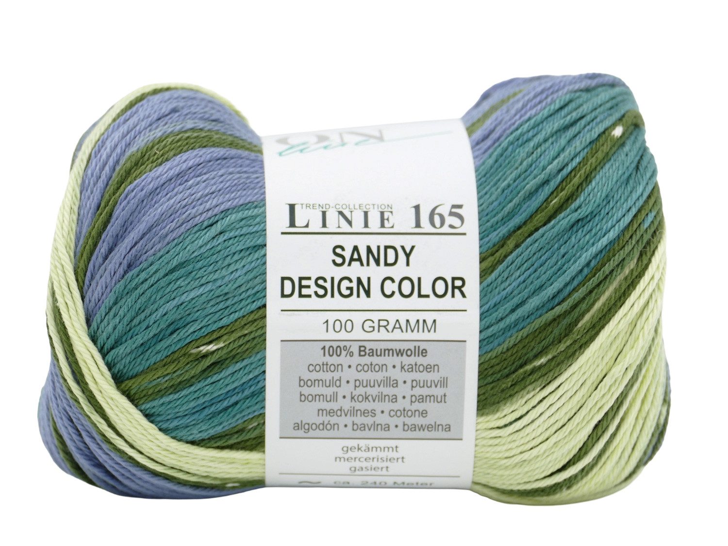 Online Garne Linie 165 Sandy Design Color Baumwollgarn mit Farbverlauf Häkelwolle, 240,00 m (Farbverlaufsgarn reine Baumwolle, Häkelgarn, Strickgarn, Strickwolle, Handstrickgarn), 100% Baumwolle, Nadelstärke 2,5 bis 3,5 mm