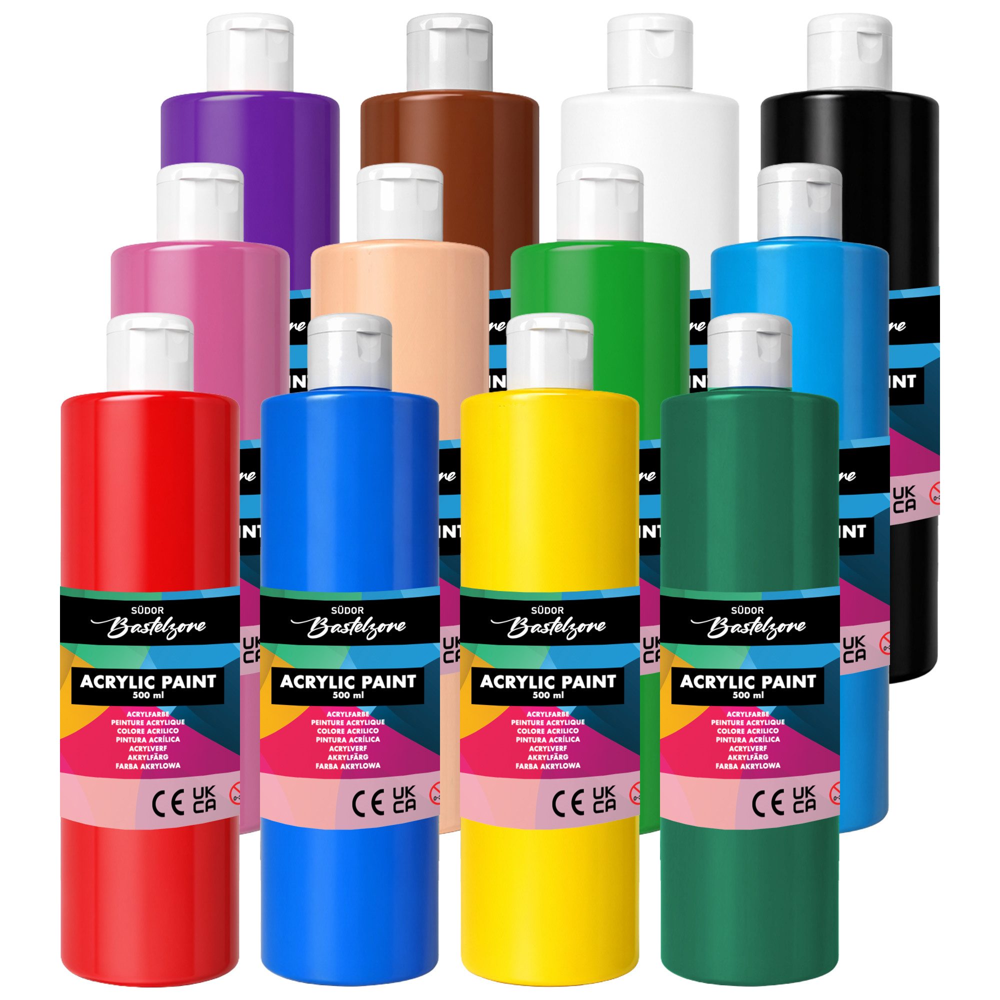 Greenpoint Acrylfarbe Acrylfarben-Set 12/24 x500 ml – Hoch deckend, matt, für Pouring & mehr