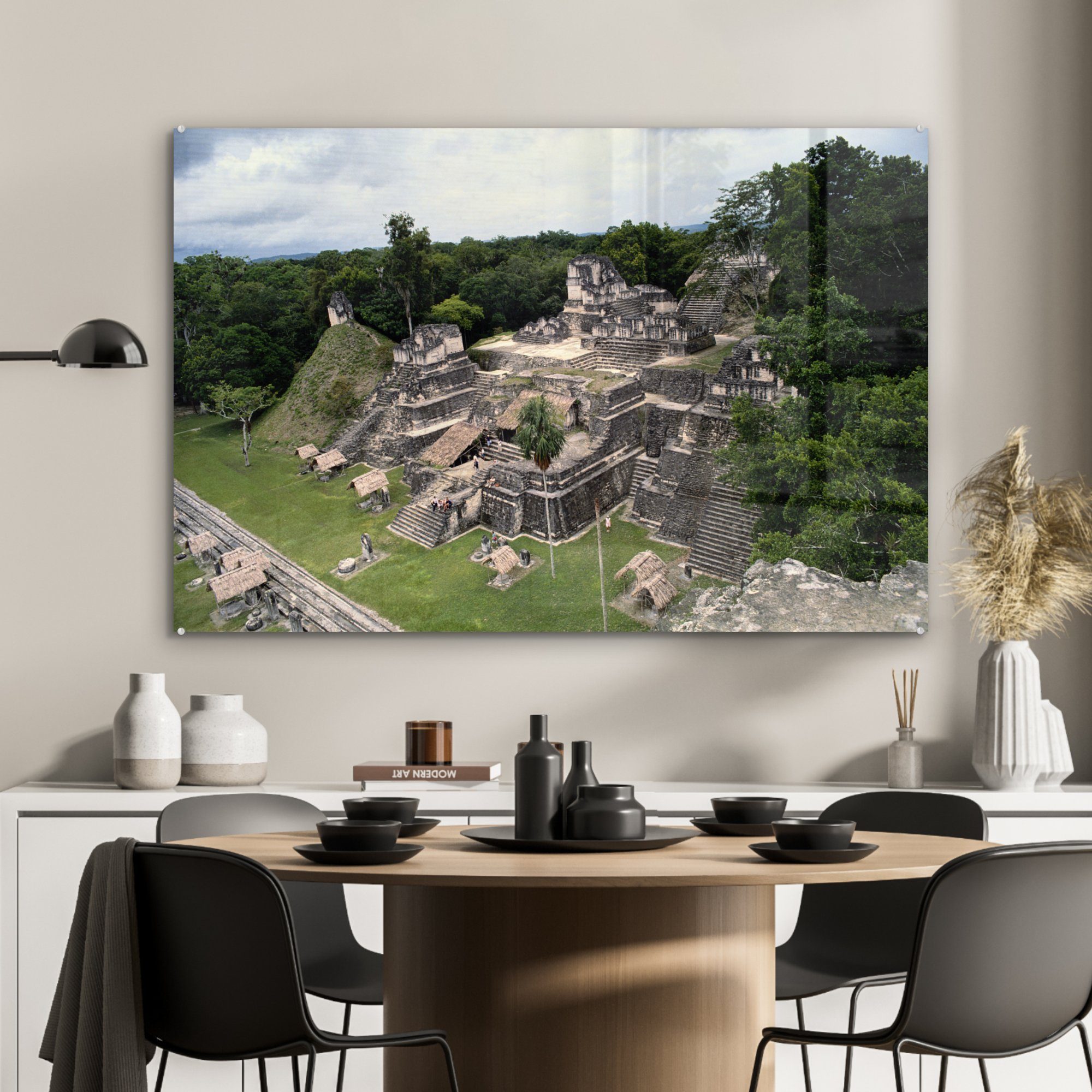 MuchoWow Acrylglasbild in Acrylglasbilder Blick die Tikal Guatemala., (1 St), Wohnzimmer & auf Stadt oben Schlafzimmer von