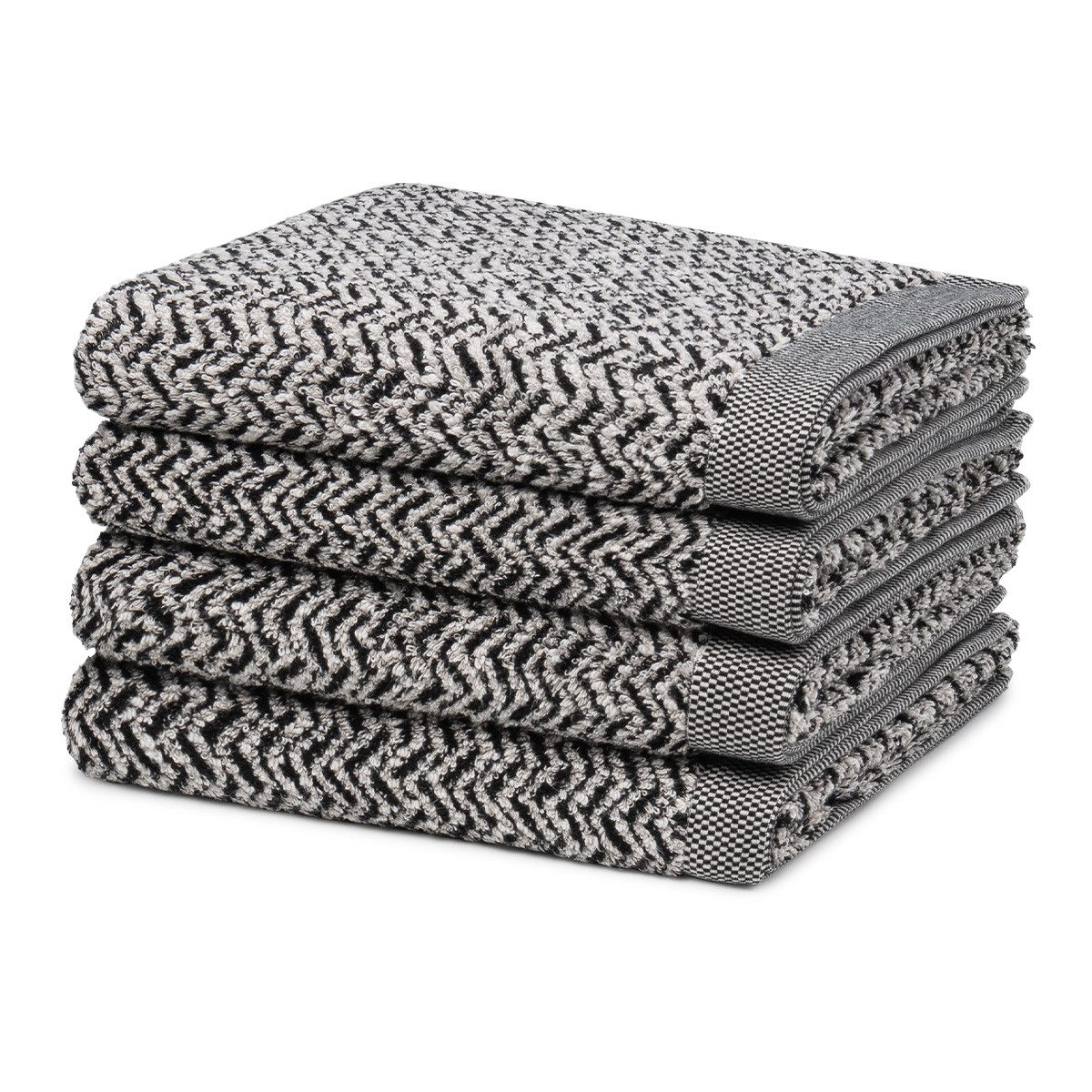 Möve Handtuch Set Brooklyn Fischgrat, Walkfrottee (Spar-Set, 4-St), 4 X Handtuch im Set - Baumwolle - Saugstark