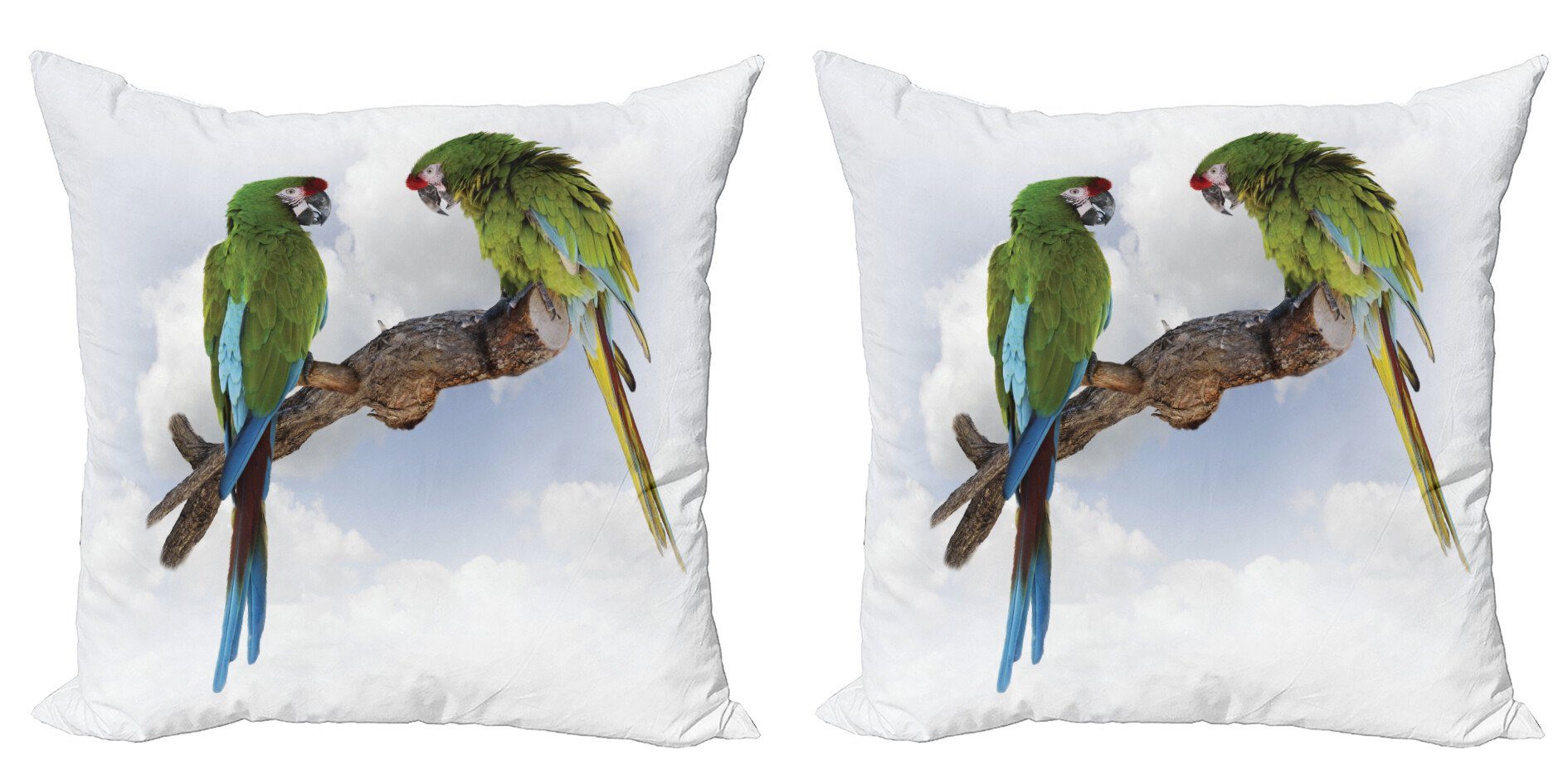 Modern 2 Parrot Tropisch Accent Abakuhaus Kissenbezüge (2 Vogel Ara Stück), Doppelseitiger Digitaldruck,