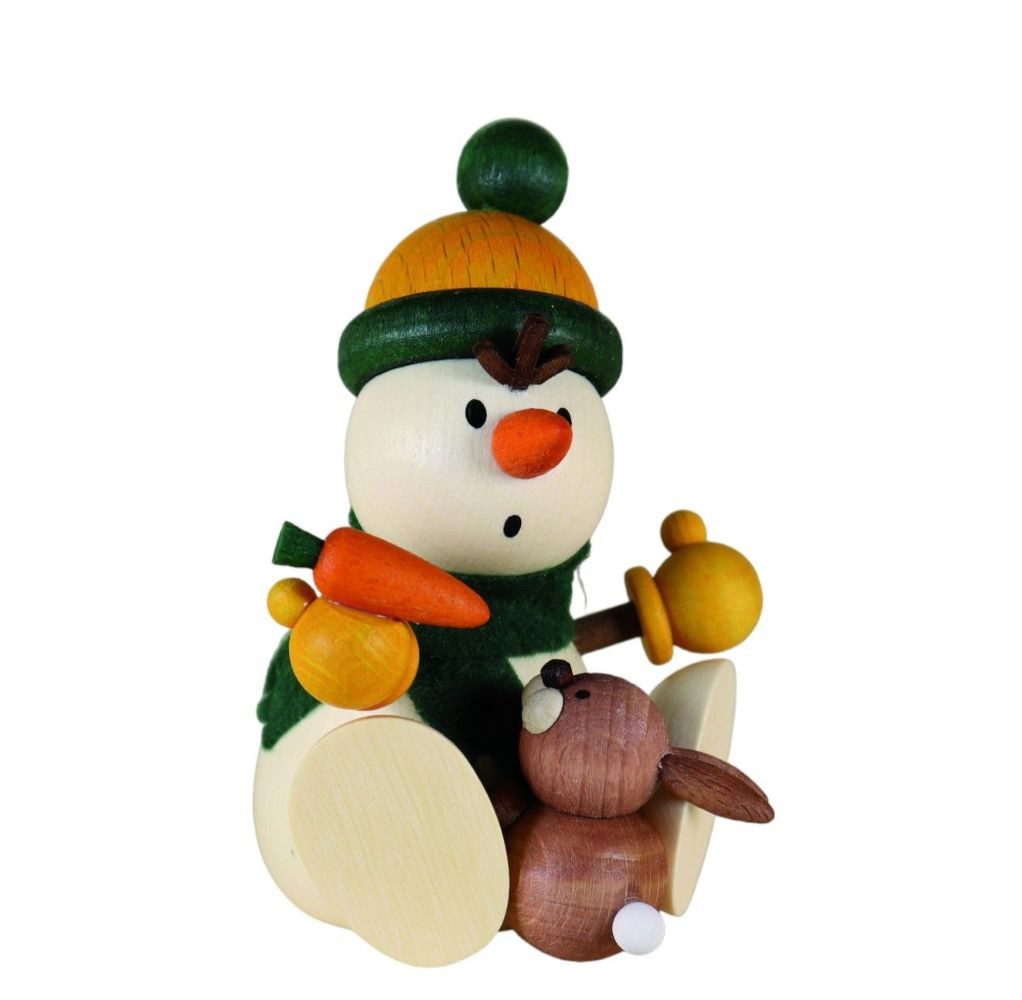 Ullrich Kunsthandwerk Schneemann Ullrich Geschenkbox kleiner Schneemann mit Hase, 8,5 cm