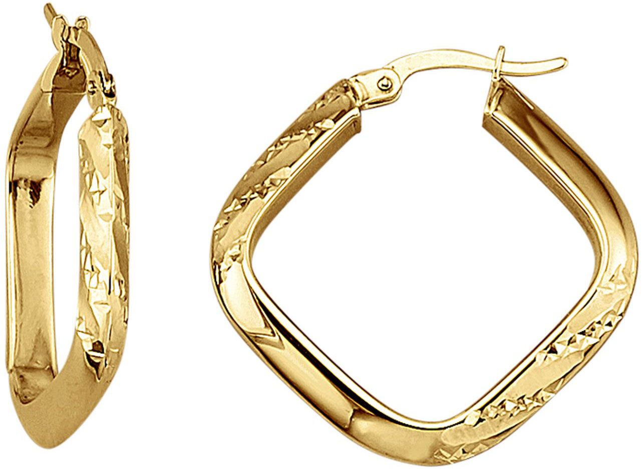 Firetti Paar Creolen Schmuck Geschenk Gold 375 Ohrschmuck Ohrringe Struktur
