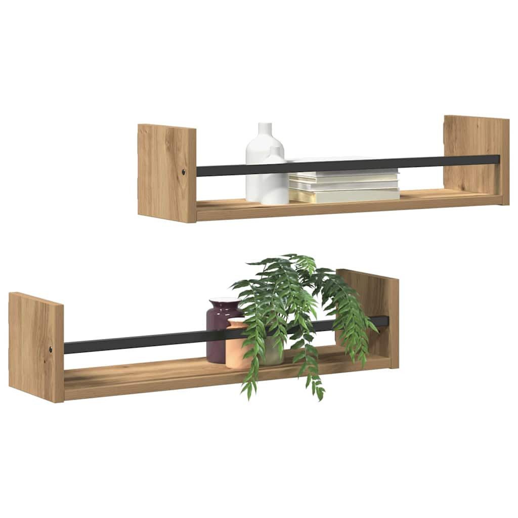 vidaXL Regal Wandregal 2 pcs Artisan-Eiche 60 x 16 x 14 cm Holzwerkstoff, 2 günstig online kaufen
