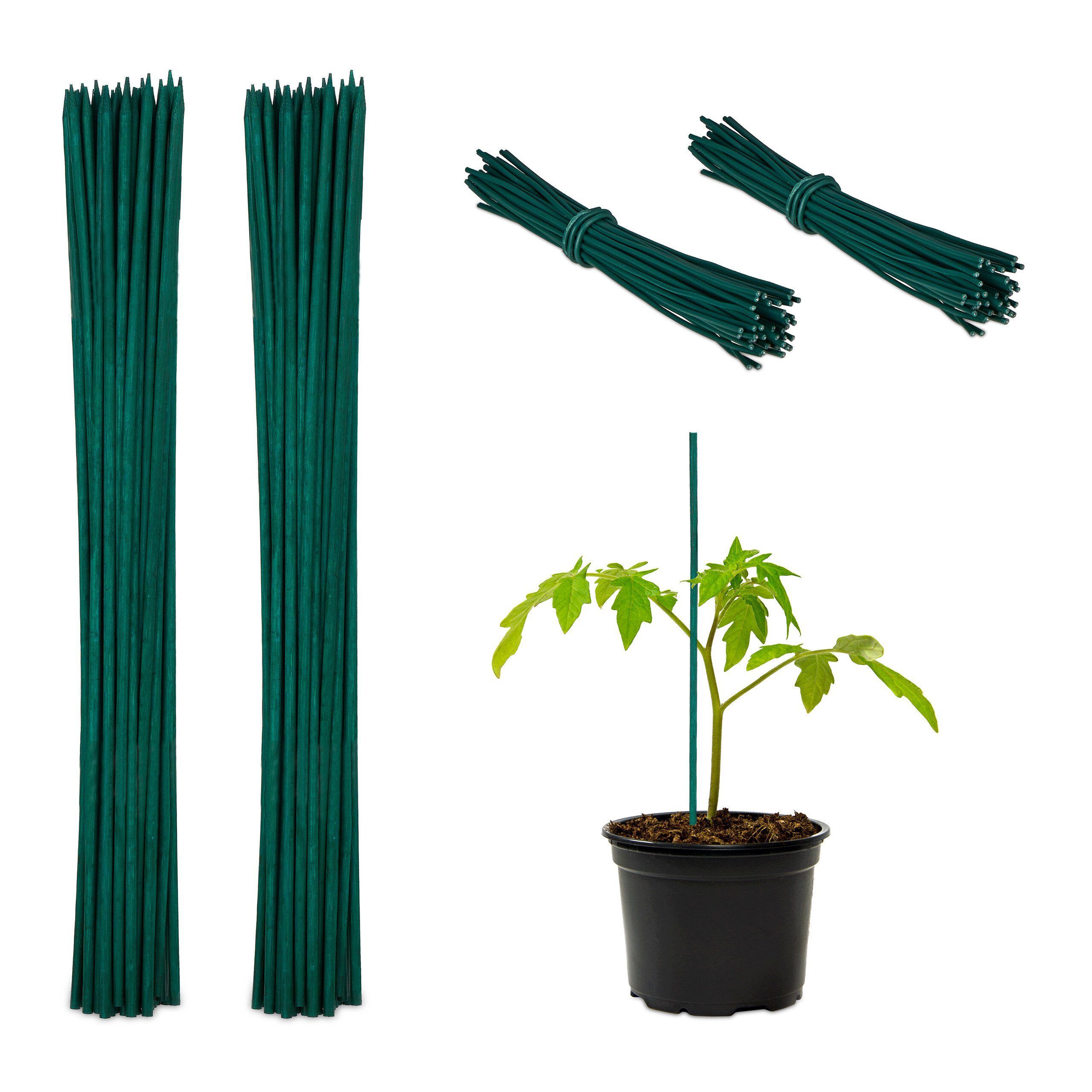 relaxdays Rankhilfe Grüne Pflanzstäbe 30 cm günstig online kaufen