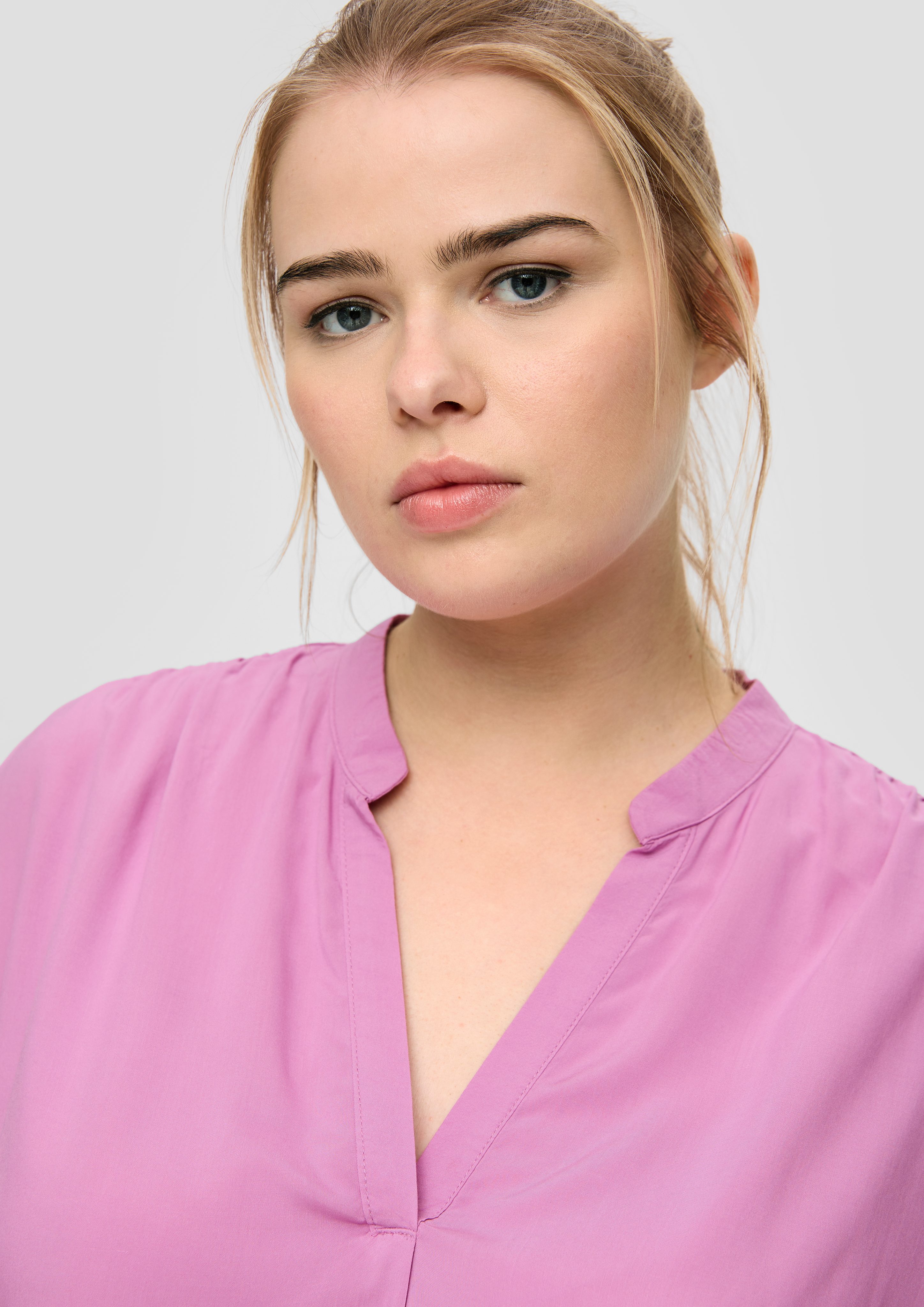 QS Langarmbluse Loose-Fit-Bluse mit Stehkragen günstig online kaufen