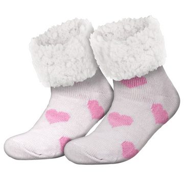 compagno Kuschelsocken (1-Paar) Kuschelsocken Herzen Anti Rutsch Sohle Wintersocken Noppensocken Damen Herren Socken Einheitsgröße