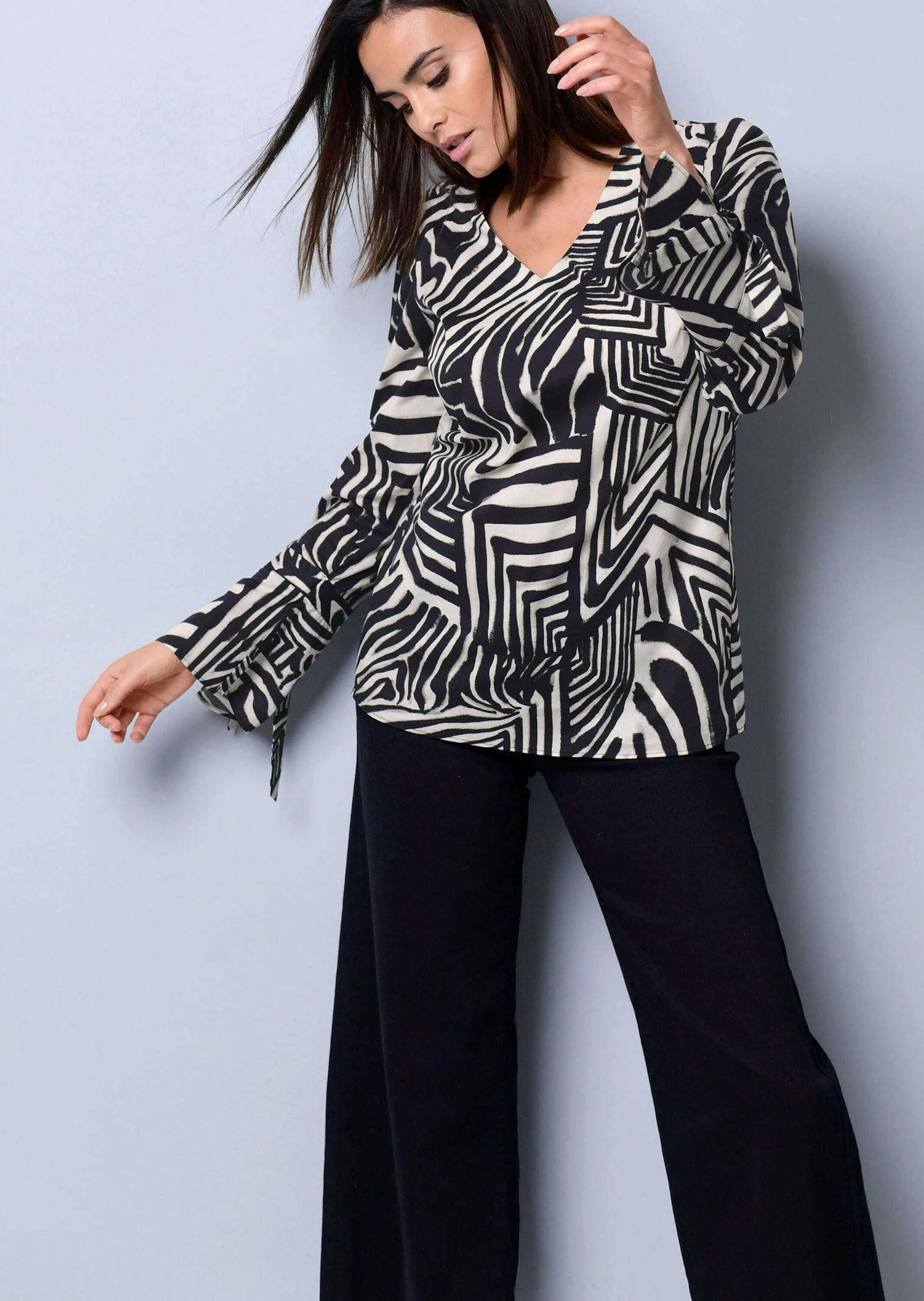 Alba Moda Hemdbluse Bluse mit Bindeband am Ärmel