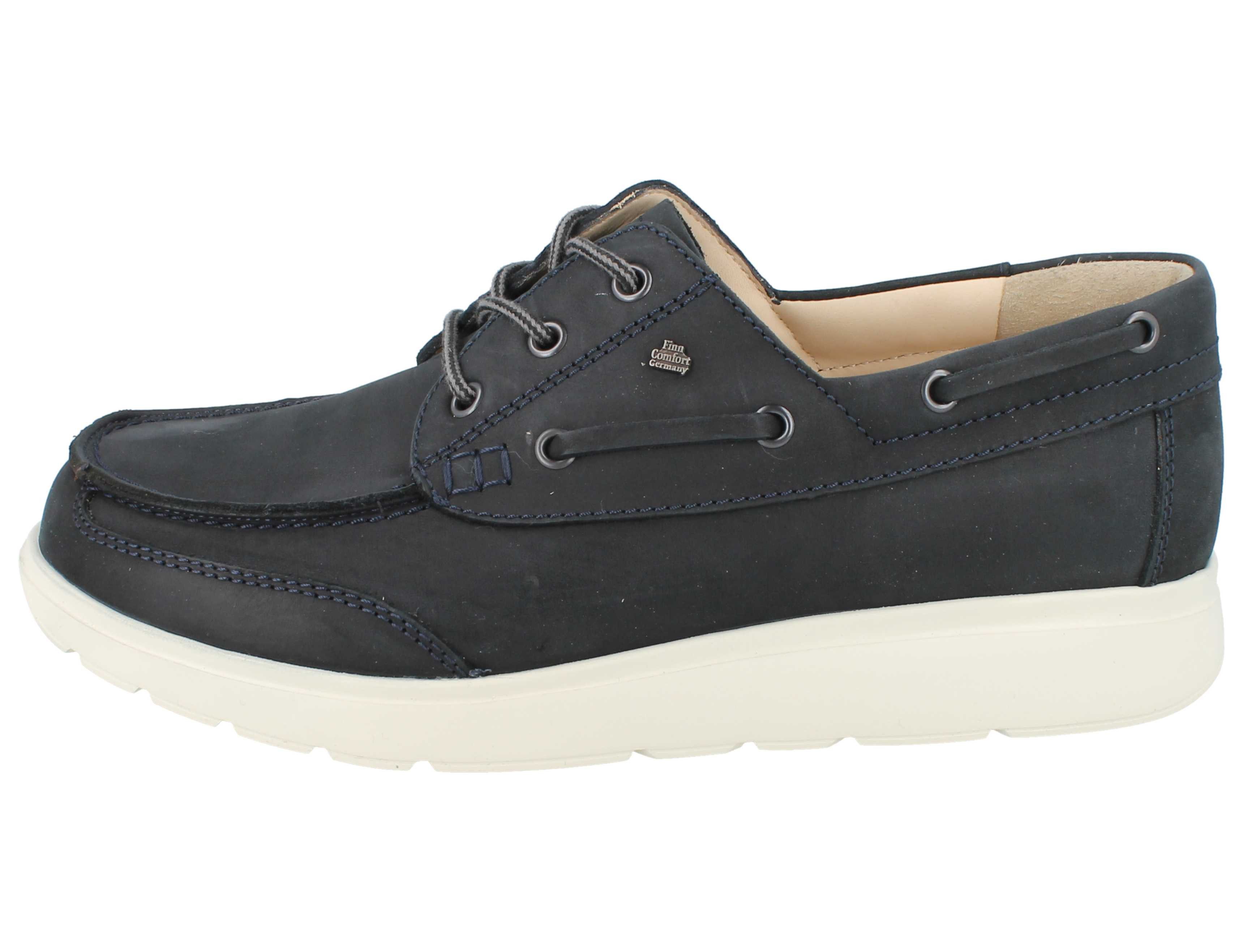 Finn Comfort FINN COMFORT Sucre Herren Bootsschuhe dunkelblau Nubukleder - Größe: Schnürschuh Wechselfußbett