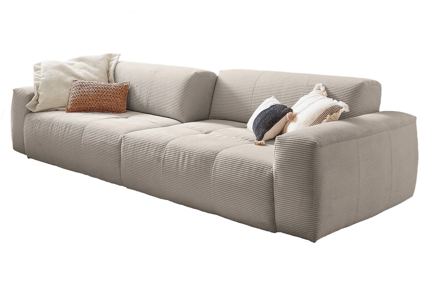 KAWOLA 3-Sitzer PALACE, Big Sofa Couch mit Sitztiefenverstellung Cord 298x120 cm