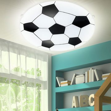 etc-shop Dekolicht, Leuchtmittel inklusive, Warmweiß, Fußball Decken Lampe Kinderzimmer Glas Wand Leuchte satiniert im