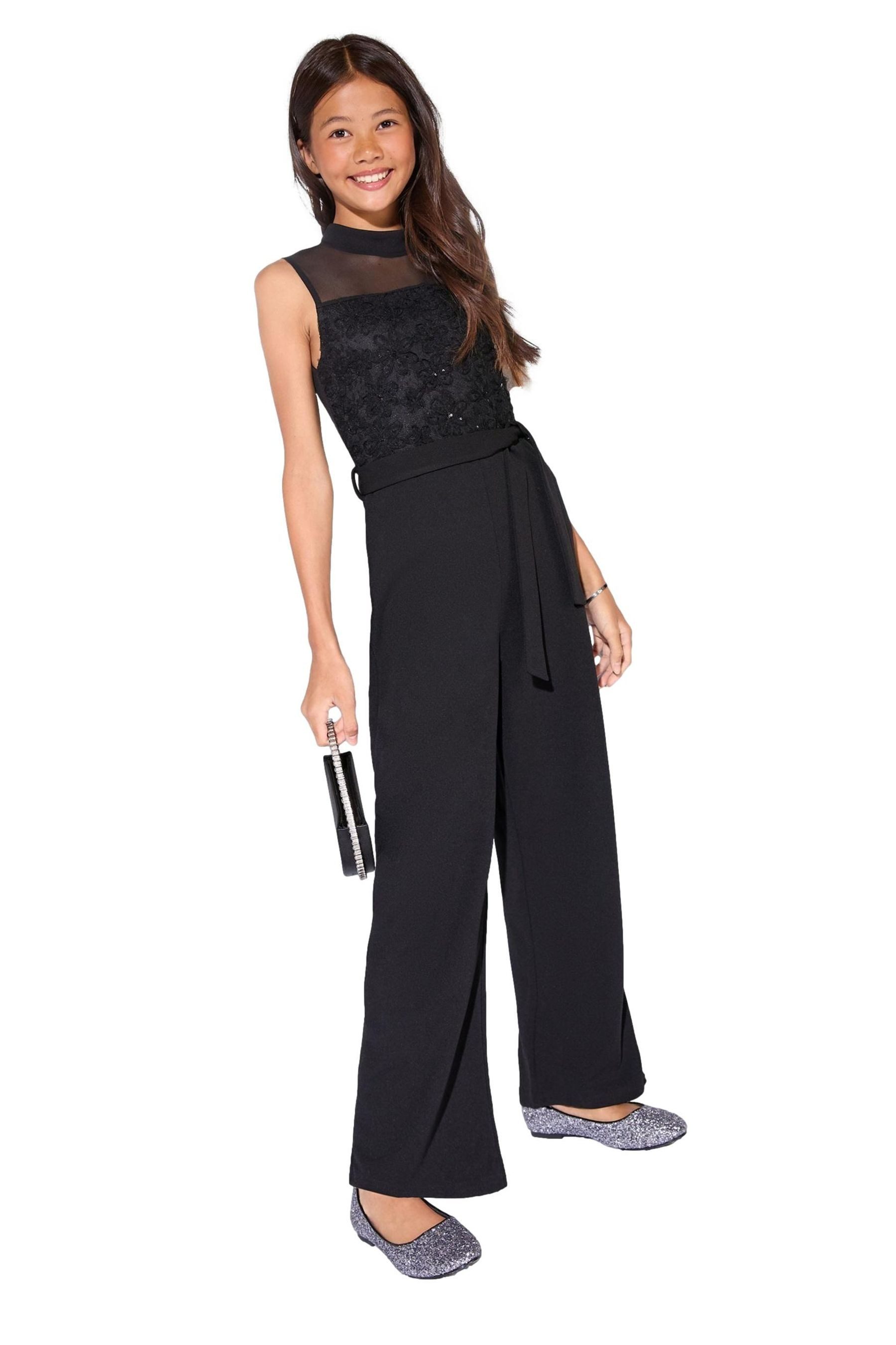 LIPSY Jumpsuit Lipsy Mesh-Jumpsuit mit 3D-Blumenstruktur (1-tlg)