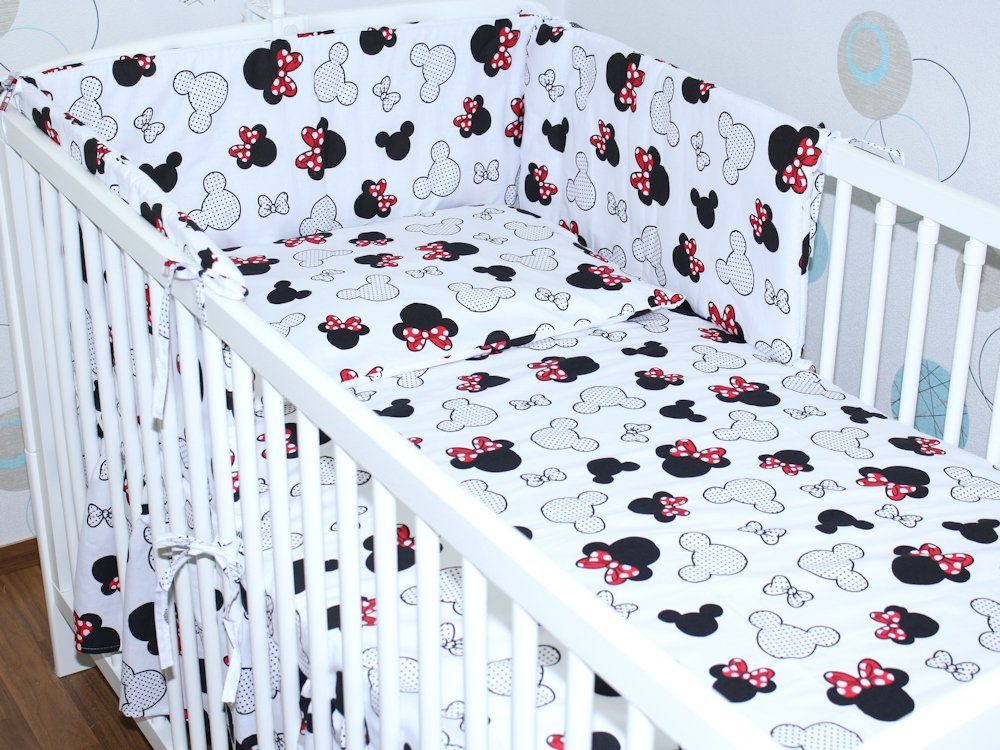 Babybettwäsche 3 teiliges Baby Bettset Bettwäsche Nestchen für Bett 70x140 cm Minnie