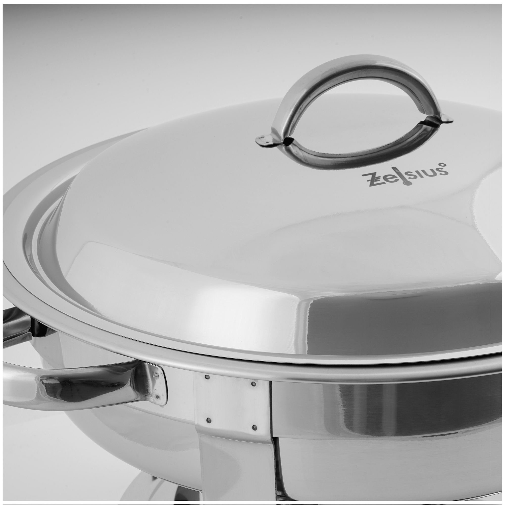Mahlzeit Speisenwärmer Edelstahl Chafing Dish rund 4,5 Liter, Warmhaltebehälter Essen