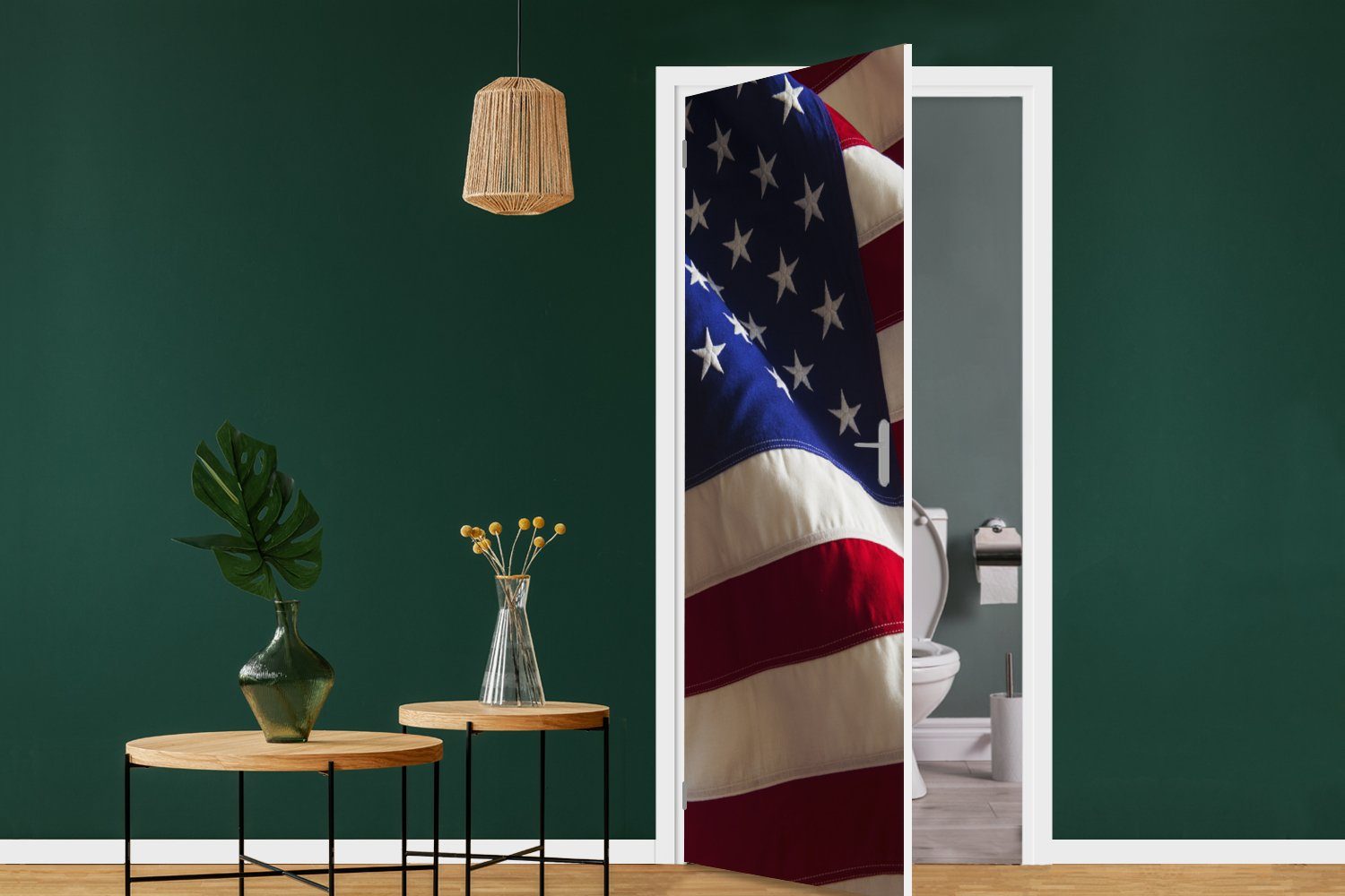 MuchoWow Türtapete Ausschnitt aus einer (1 Matt, Tür, für Türaufkleber, 75x205 bedruckt, Flagge Vereinigten cm Staaten, der Fototapete St)