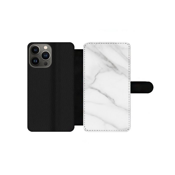 MuchoWow Handyhülle Marmor - Strukturiert - Weiß - Grau - Stein - Marmoroptik Handyhülle Telefonhülle Apple iPhone 13 Pro Max