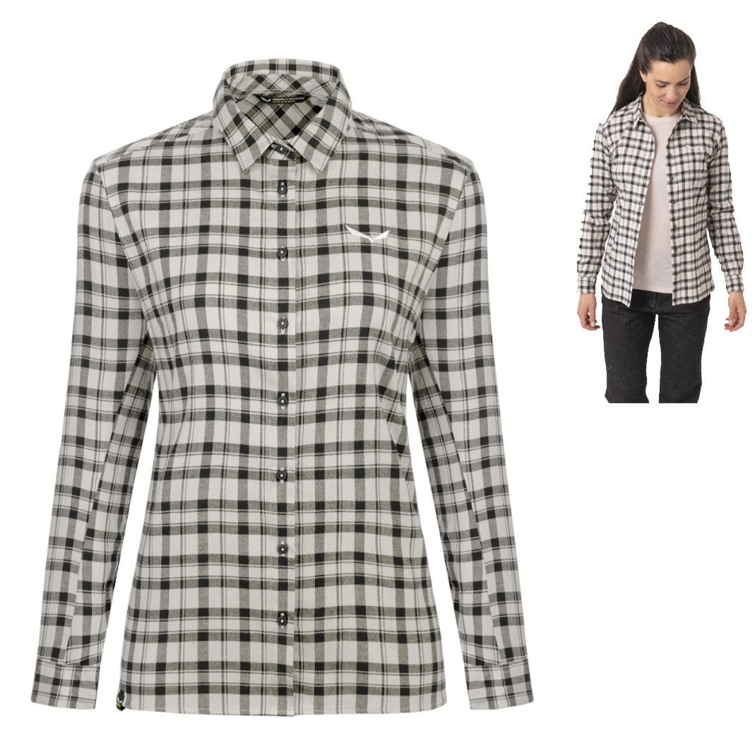 Salewa Kurzarmshirt Salewa - Fanes Flannel 5PL W Long Sleeve Shirt Hemd, weiß schwarz