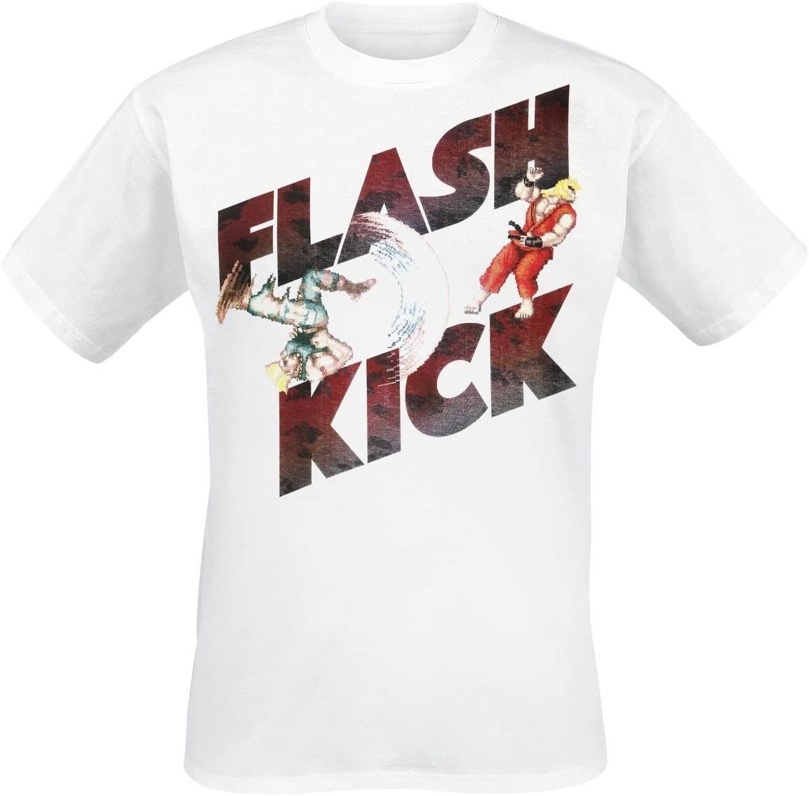 Streetfighter Print-Shirt Street Fighter T-Shirt Flash Kick weiß für Gamer, Zocker