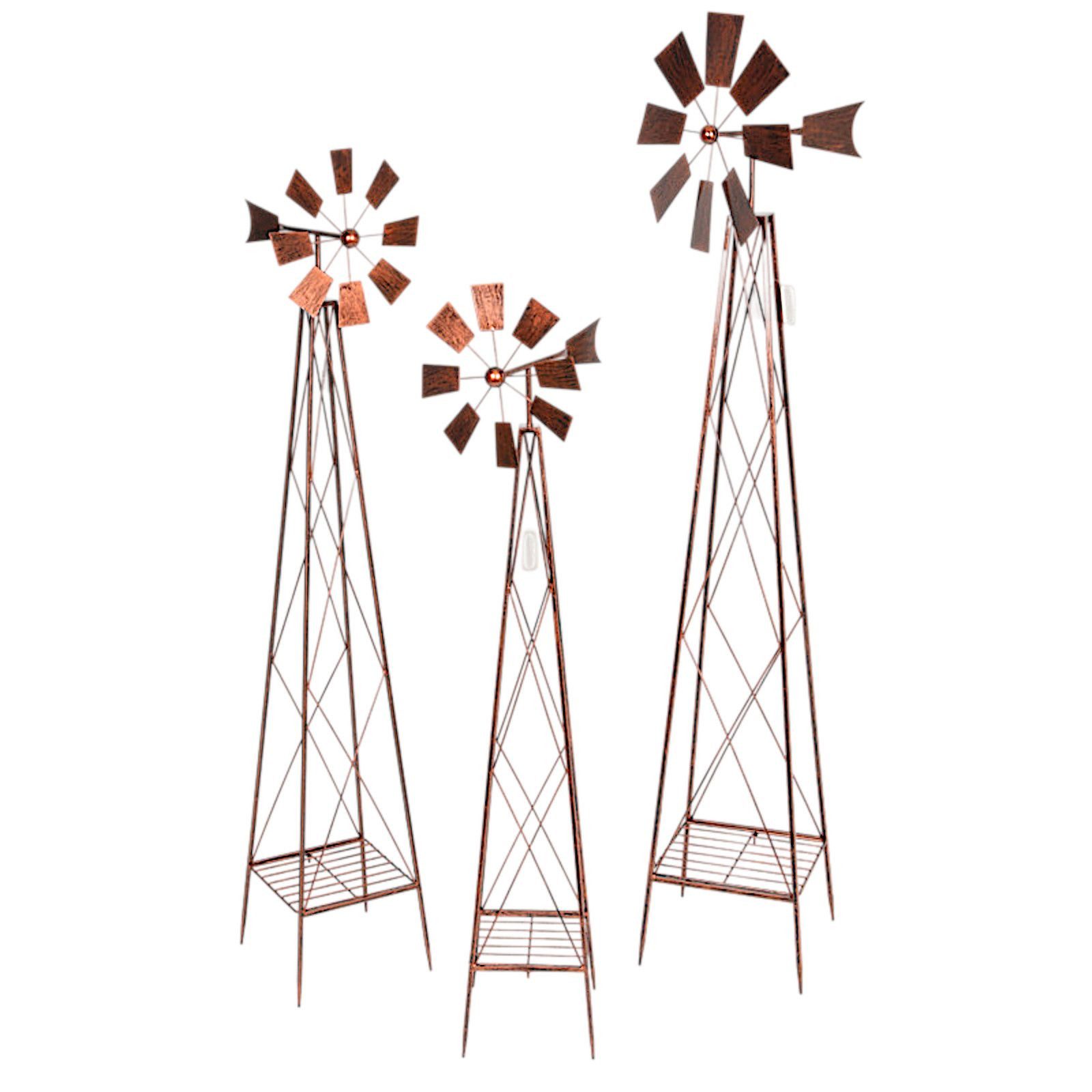BURI Gartenstecker Garten Dekostecker Windmühle 3tlg-Set Windrad Windspiel aus Metall