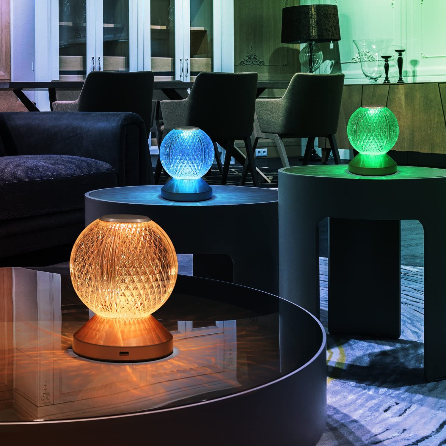 Nettlife LED Tischleuchte RGB Weihnachtsgeschenke, integriert, Wireless Dimmbar LED Touch für Farbwechsel, Schlafzimmer fest Esszimmer Nachttischlampe Wohnzimmer Kristall