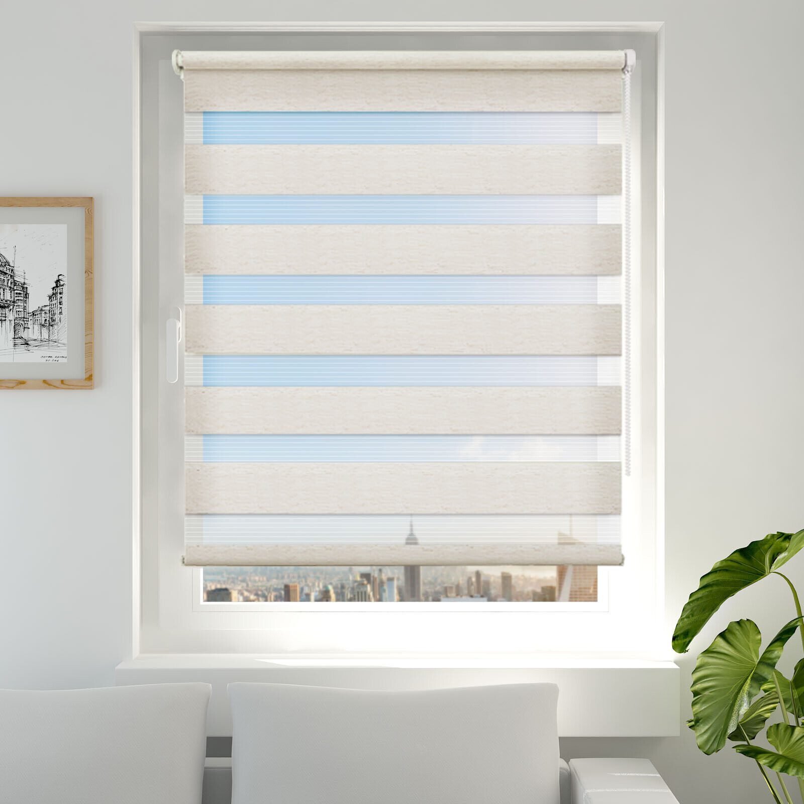 Doppelrollo Fensterrollos Ohne Bohren, Vkele, 130cm/160cm, klemmfix,klemmträger, Sonnenschutz, Lichtdurchlässig und Verdunkelnd.