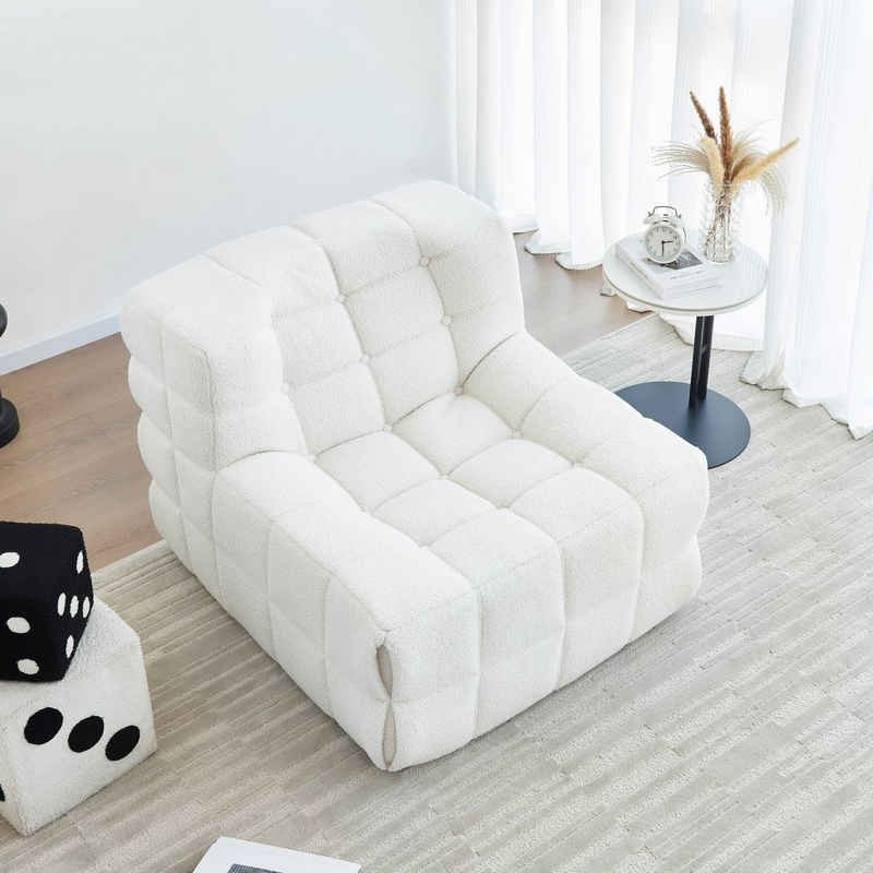HAUSS SPLOE Sitzsack 85*97*74cm mit hoher Rückenlehne Couchsessel aus Schaums, Weiß