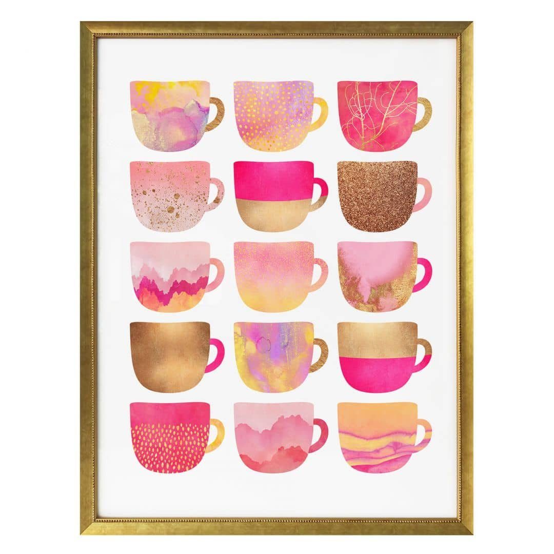 Poster K&L Wall Mädchen modern Kaffeetasse, Poster Chic Fredriksson Art Rosa Wandbild Wohnzimmer Shabby