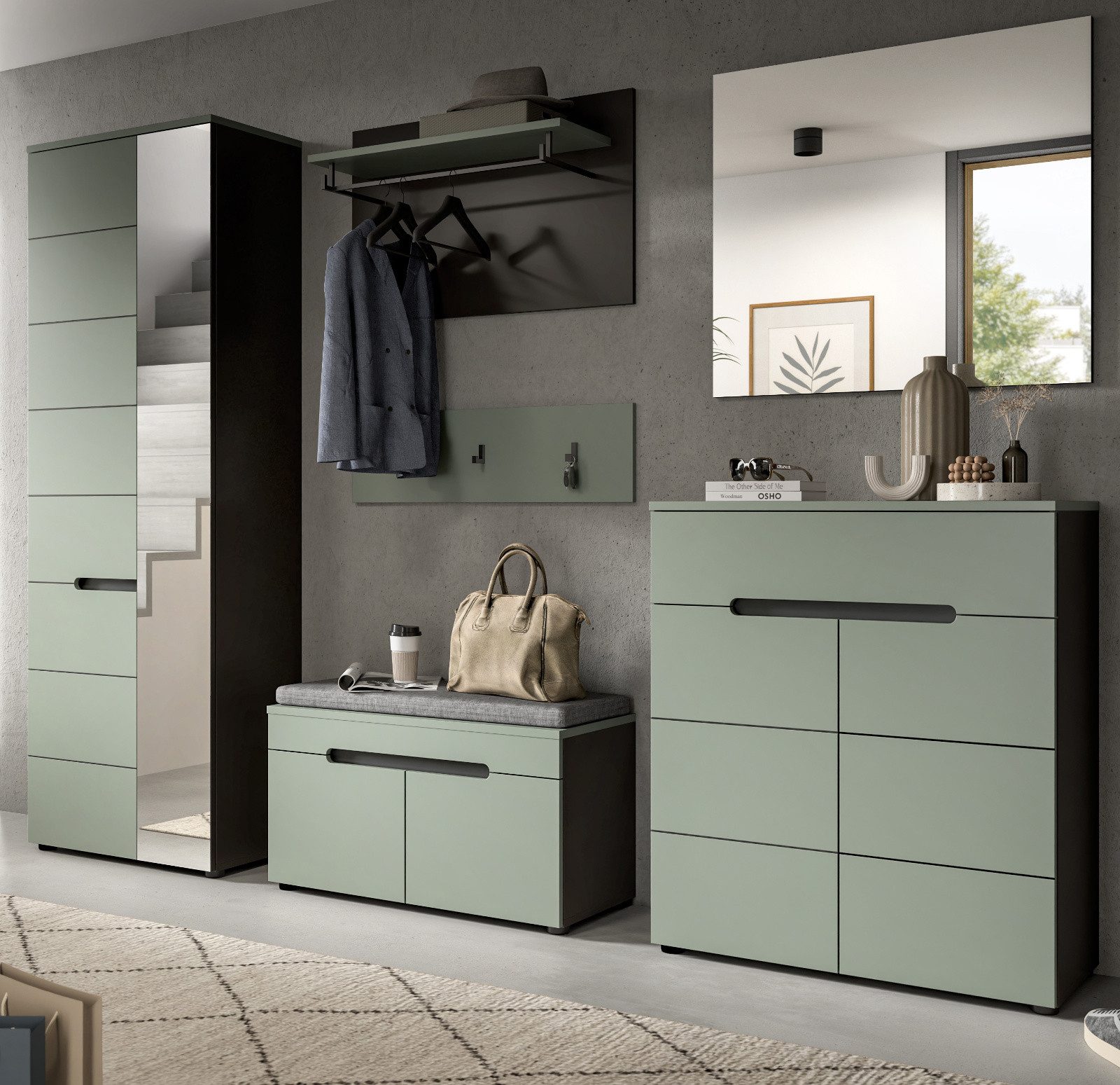 Inn.Furn Garderoben-Set Cooper, (Flurgarderobe in Salbei günstig online kaufen