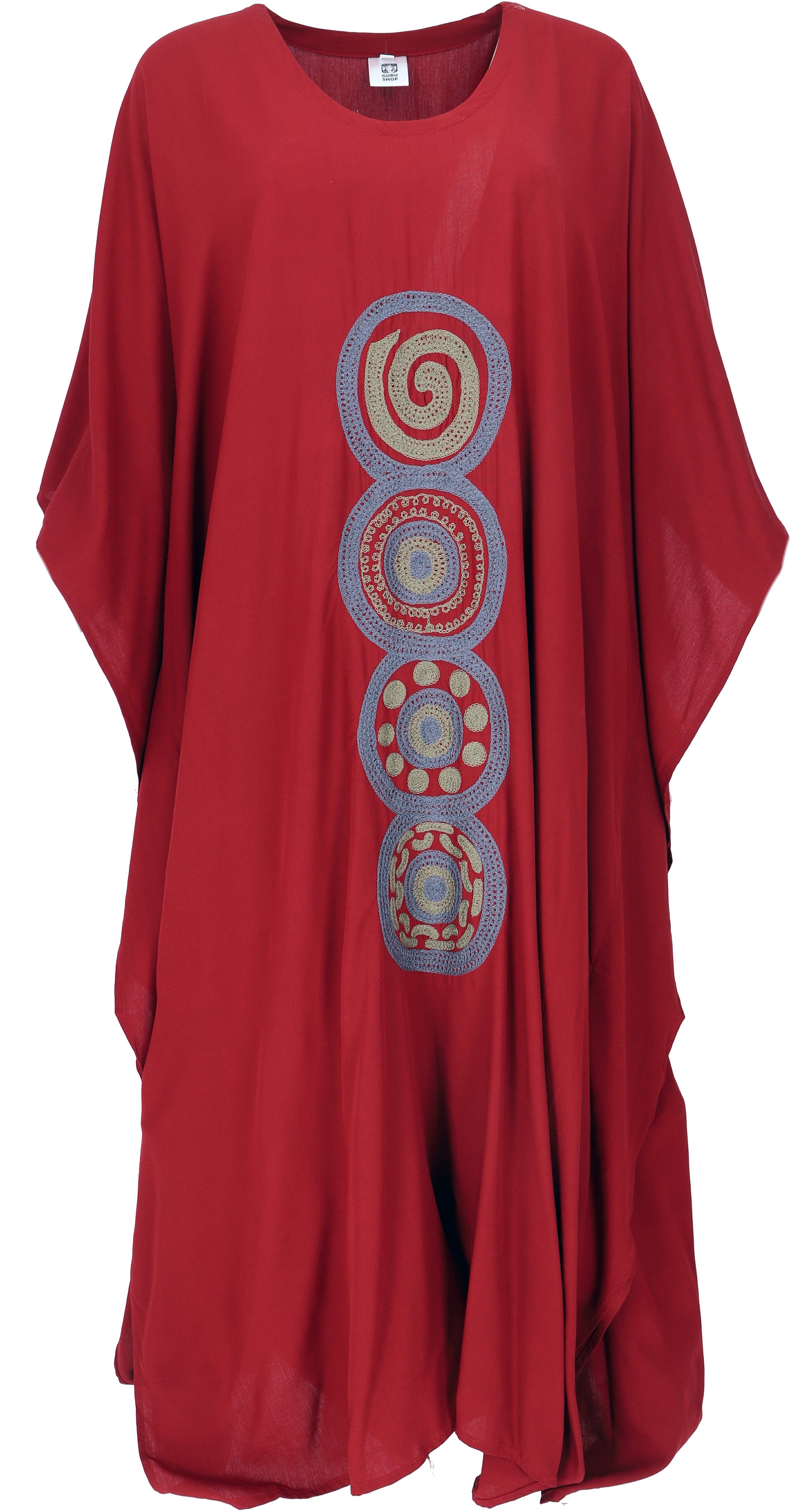 Guru-Shop Midikleid Bekleidung Sommerkleid, Langes rot Boho Kaftan,.. besticktes alternative