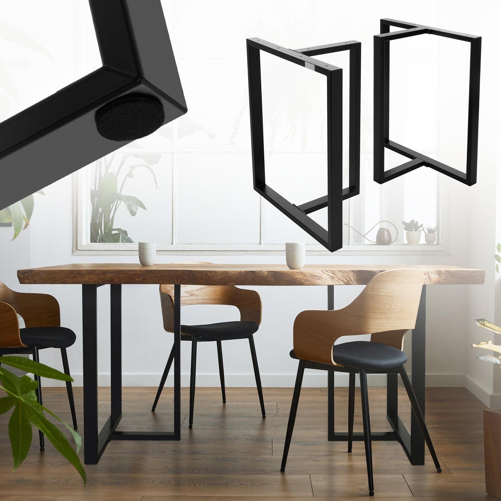 ML-DESIGN Tischbein 2er Set Tischgestell Bankkufen Tischkufen Möbelfüße aus Stahl, Kufengestell Bankkufen für Couchtisch/Sitzbank DIY-Projekte