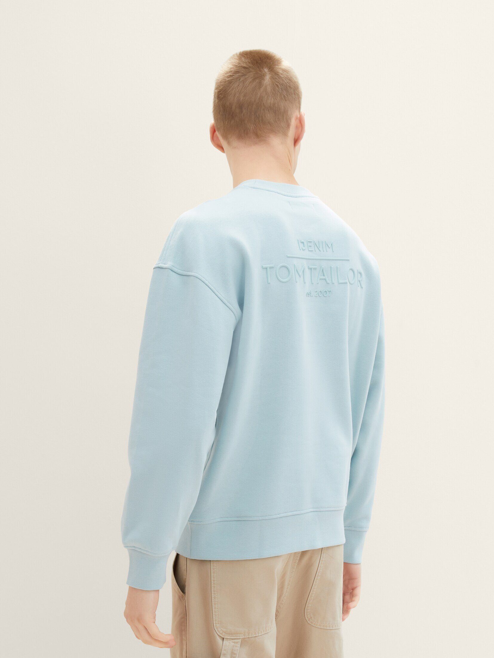 Sweatshirt blue Hoodie dusty TAILOR Denim TOM Relaxed mint