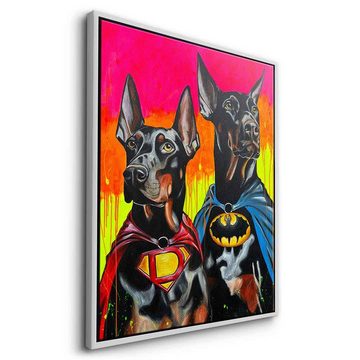 DOTCOMCANVAS® Leinwandbild Hero Dogs, Leinwandbild Batman Superman Hero Dogs Comic Pop Art Druck Wandbild