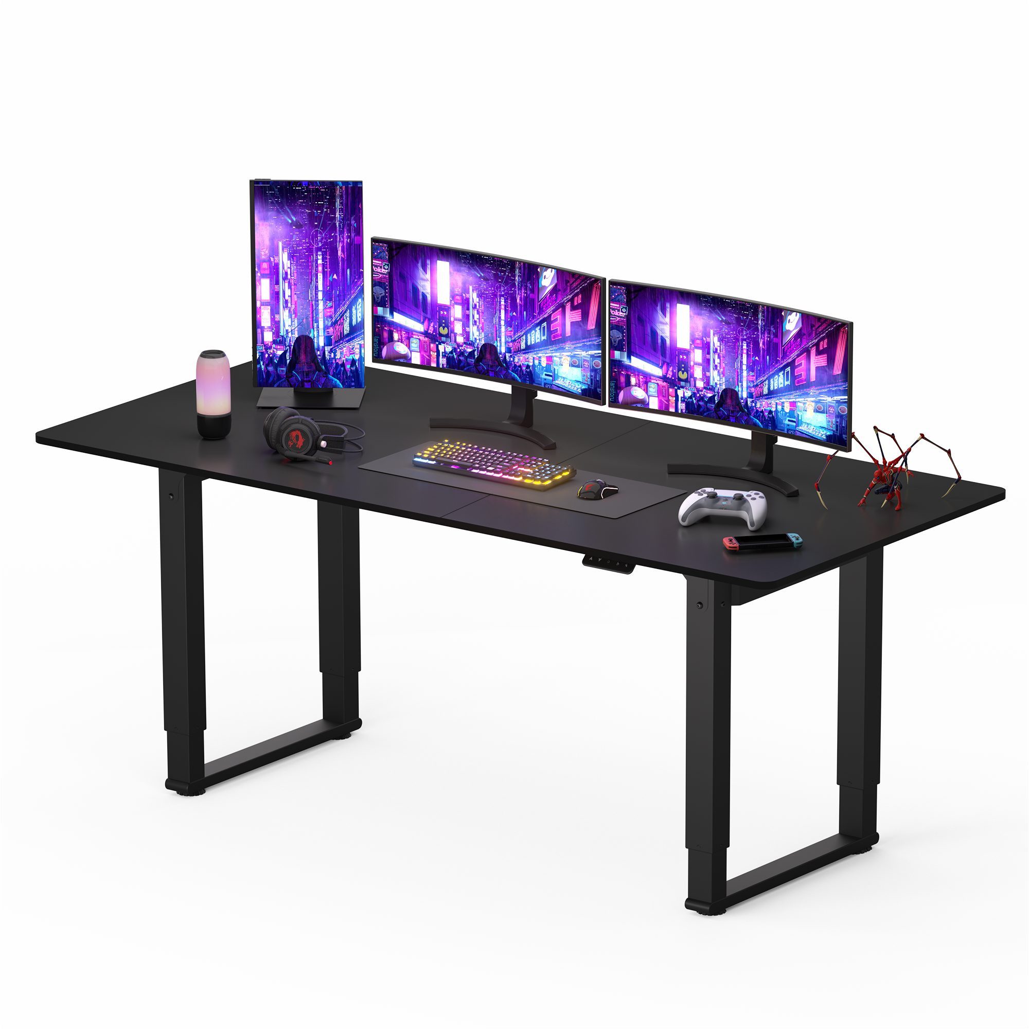 FLEXISPOT Schreibtisch Elektrisch höhenverstellbarer Tisch mit Doppelmotor (Höhenverstellbarer Schreibtisch elektrisch), Gaming Tisch, 4-Beinen, 2 Motoren, 2-Fach-Teleskop