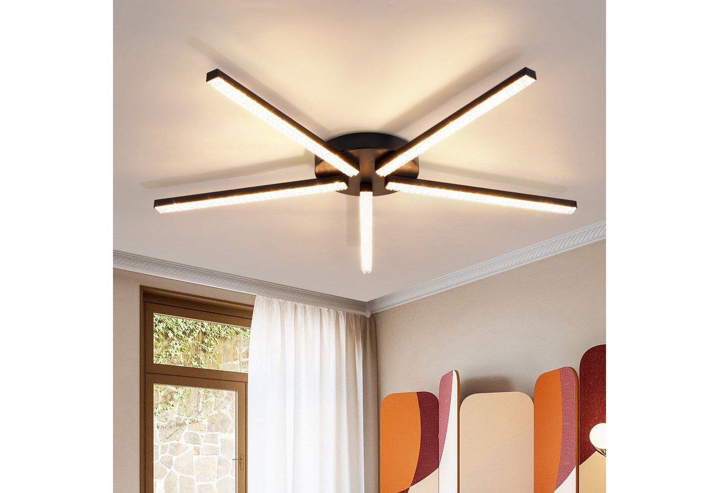 Nettlife LED Deckenleuchte Deckenlampe 24W Warmweiß Schwarz, LED fest integriert, Warmweiß, Flur Küche