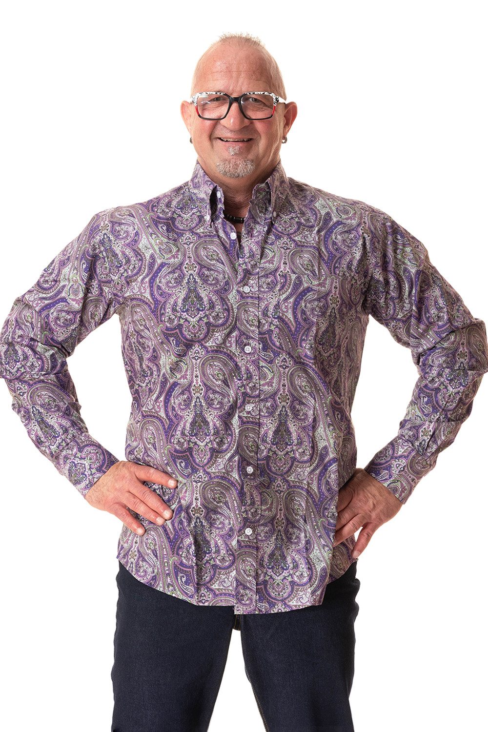 Relco Langarmhemd Herren Paisley violett