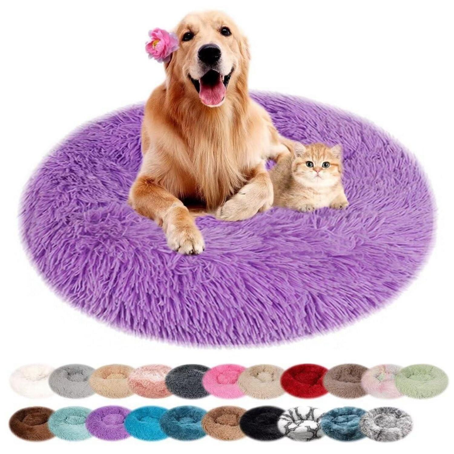 LuxusKollektion Hundebett Hundebett Rund Plüsch Lila 60cm