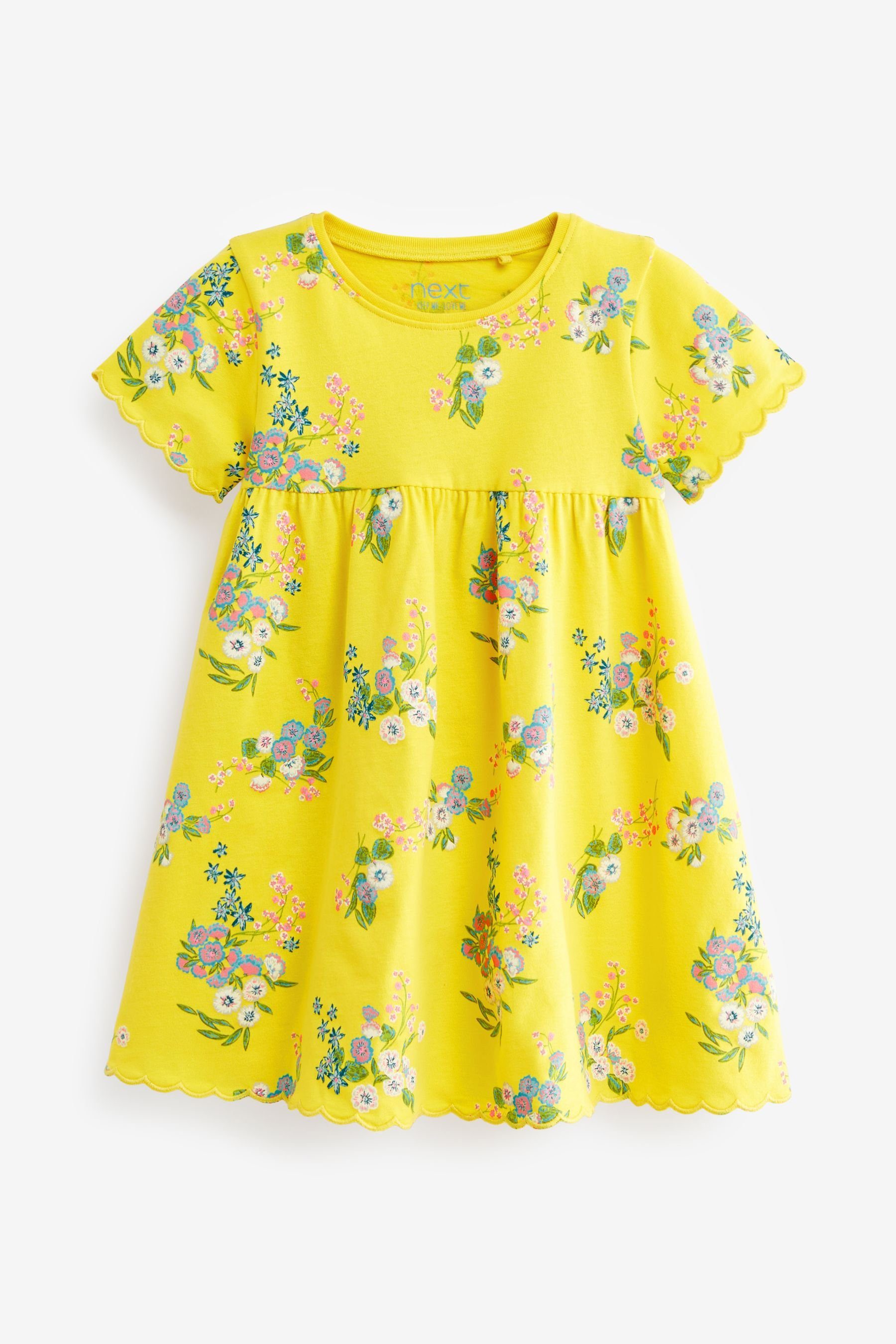 Yellow Next Kurzärmliges Jersey-Kleid Jerseykleid Floral (1-tlg)